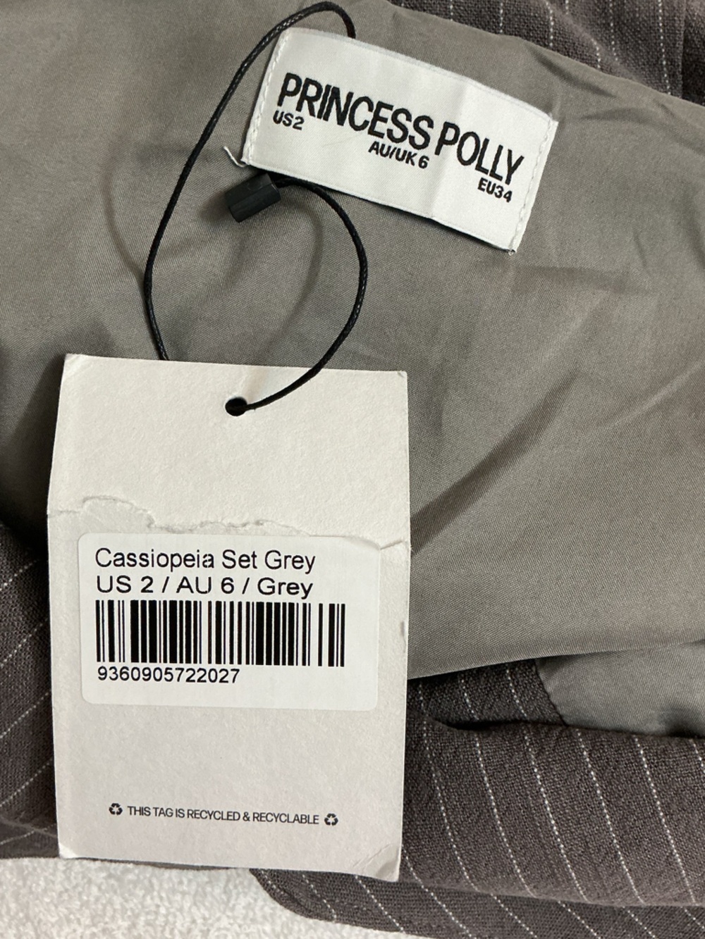 Princess Polly Gray Pinstripe Halter Button-Up Bodysuit - Picture 9 of 9